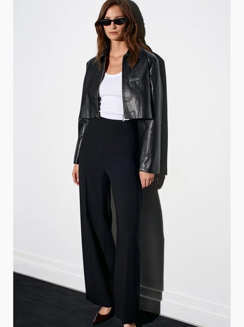 Broek met hoge taille en wijde pijp van crêpe dilvin - Kiabi