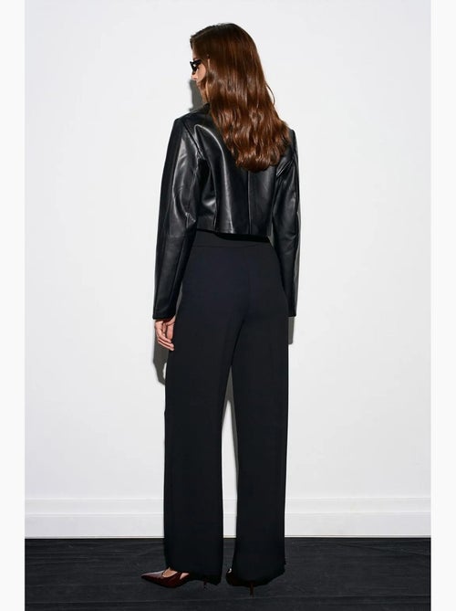 Broek met hoge taille en wijde pijp van crêpe dilvin - Kiabi