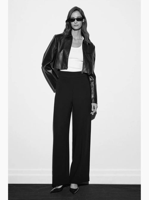 Broek met hoge taille en wijde pijp van crêpe dilvin - Kiabi