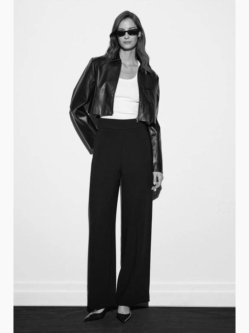 Broek met hoge taille en wijde pijp van crêpe dilvin Zwart - Kiabi
