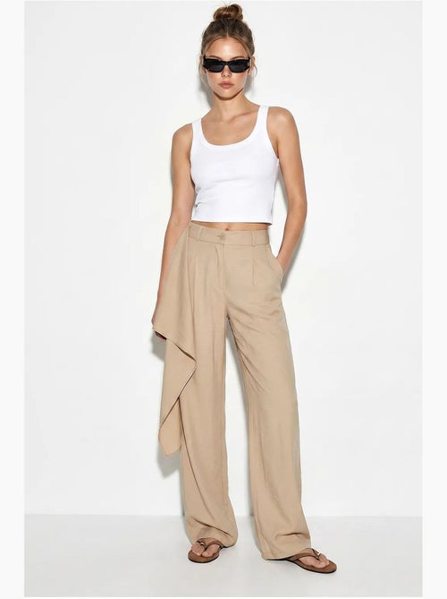 Broek met hoge taille en wijde pijp van crêpe lucci - Kiabi Broek met hoge taille en wijde pijp van crêpe lucci - Kiabi