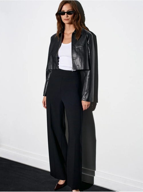 Broek Met Hoge Taille En Wijde Pijp Van Crêpe - Kiabi Broek Met Hoge Taille En Wijde Pijp Van Crêpe - Kiabi