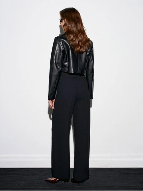 Broek Met Hoge Taille En Wijde Pijp Van Crêpe - Kiabi Broek Met Hoge Taille En Wijde Pijp Van Crêpe - Kiabi