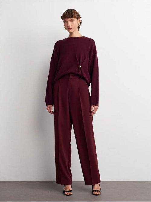 Broek Met Hoge Taille En Wijde Pijpen Van Crêpe - Kiabi Broek Met Hoge Taille En Wijde Pijpen Van Crêpe - Kiabi