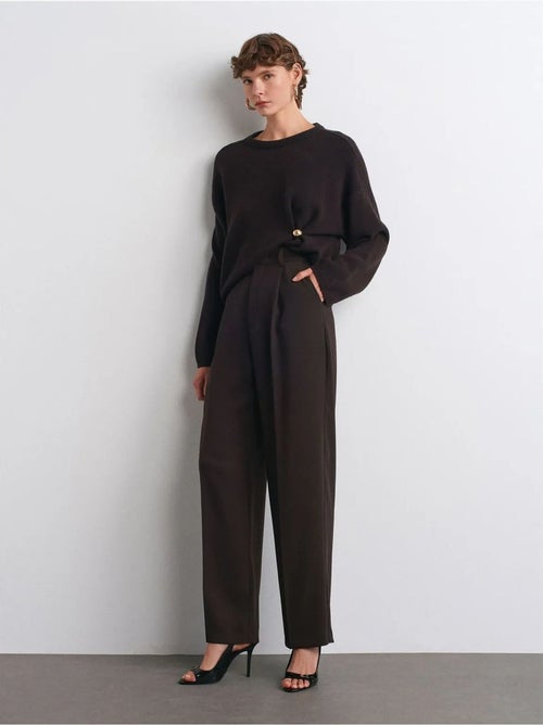 Broek Met Hoge Taille En Wijde Pijpen Van Crêpe - Kiabi Broek Met Hoge Taille En Wijde Pijpen Van Crêpe - Kiabi