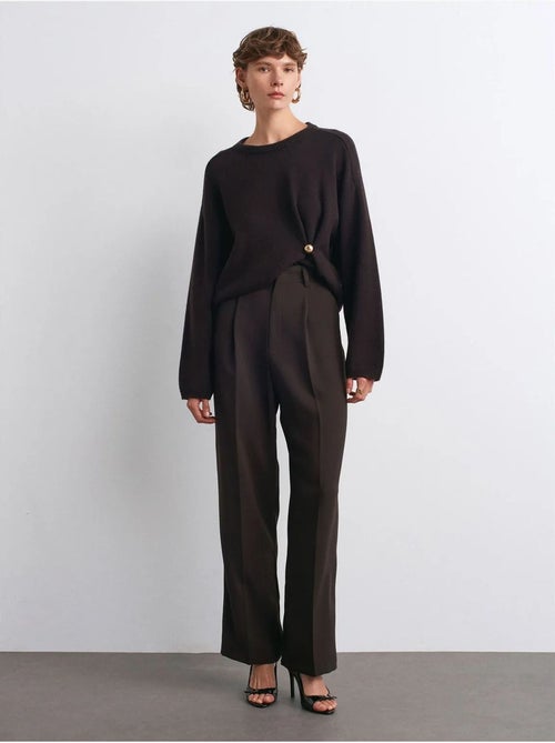 Broek Met Hoge Taille En Wijde Pijpen Van Crêpe - Kiabi Broek Met Hoge Taille En Wijde Pijpen Van Crêpe - Kiabi