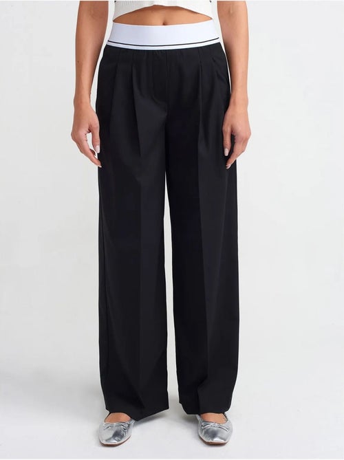 Broek met hoge taille en wijde pijpen van crêpe dilvin - Kiabi Broek met hoge taille en wijde pijpen van crêpe dilvin - Kiabi
