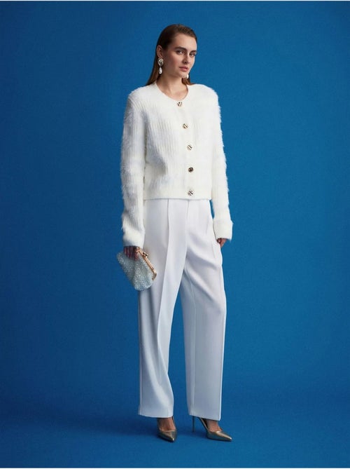 Broek Met Hoge Taille En Wijde Pijpen Van Crêpe - Kiabi Broek Met Hoge Taille En Wijde Pijpen Van Crêpe - Kiabi
