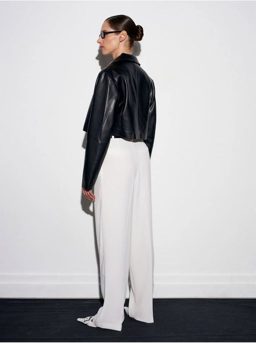 Broek Met Hoge Taille En Wijde Pijpen Van Crêpe - Kiabi Broek Met Hoge Taille En Wijde Pijpen Van Crêpe - Kiabi