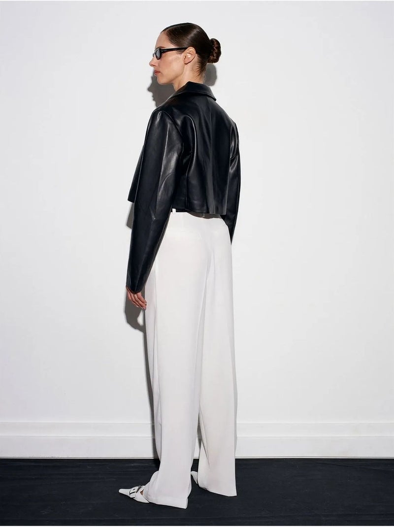 Broek Met Hoge Taille En Wijde Pijpen Van Crêpe Wit - Kiabi