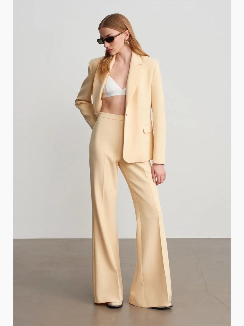 Broek met hoge taille, plooien en wijde pijpen dilvin Klei-beige - Kiabi