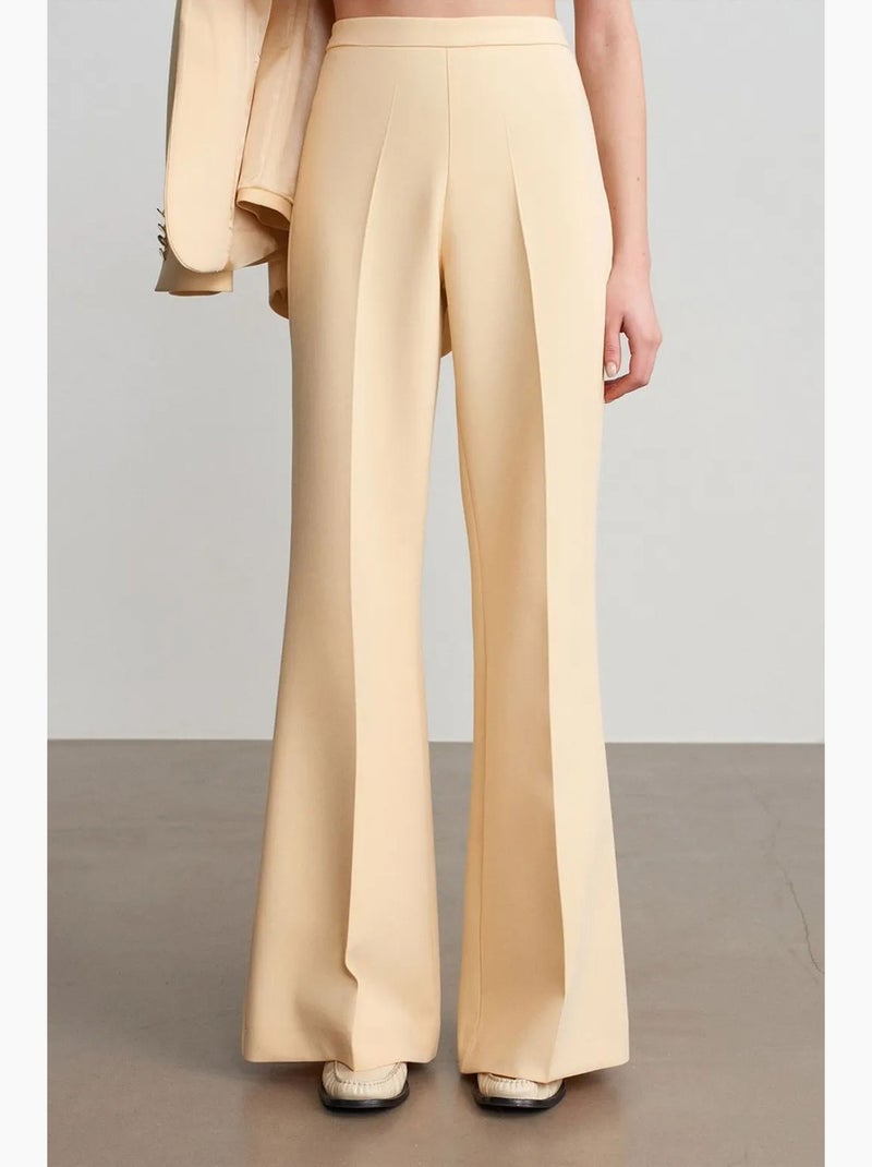 Broek met hoge taille, plooien en wijde pijpen dilvin Klei-beige - Kiabi
