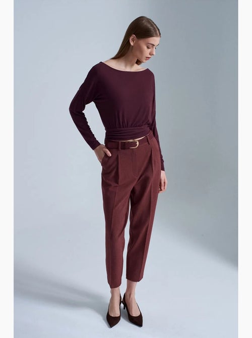 Broek met hoge taille, riem en rechte pijp dilvin - Kiabi