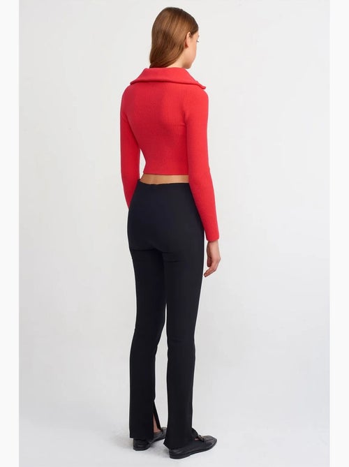 Broek met hoge taille, uitlopende pijpen en split dilvin - Kiabi
