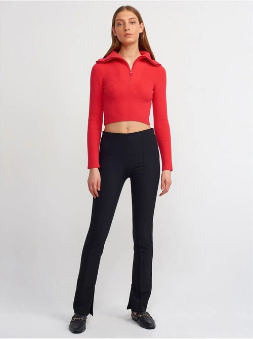 Broek Met Hoge Taille, Uitlopende Pijpen En Split - Kiabi Broek Met Hoge Taille, Uitlopende Pijpen En Split - Kiabi