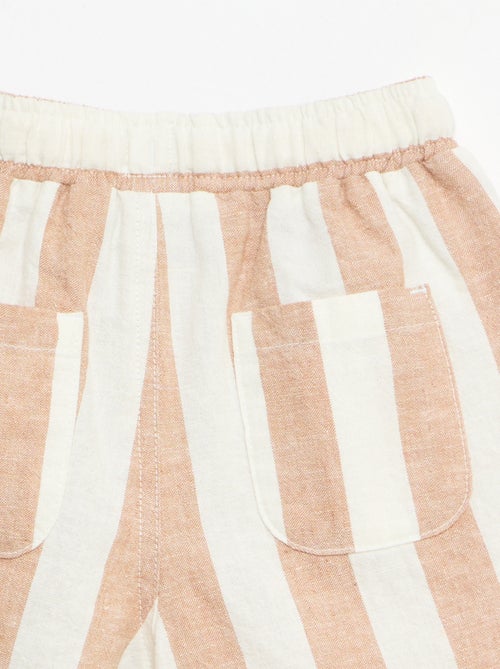 Broek met hoge taille van katoen en linnen - Kiabi