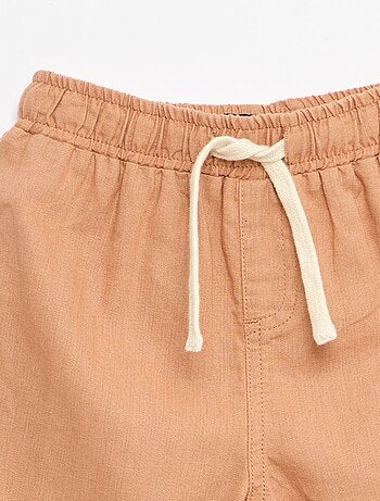 Broek met hoge taille van katoen en linnen
