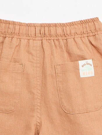 Broek met hoge taille van katoen en linnen
