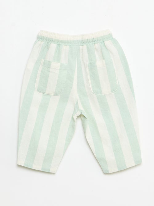 Broek met hoge taille van katoen en linnen - Kiabi