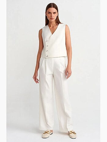 Broek met hoge taille, wijde pijp en riem dilvin