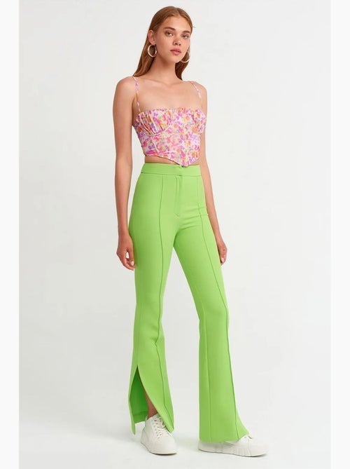 Broek met hoge taille, wijde pijp en split dilvin - Kiabi
