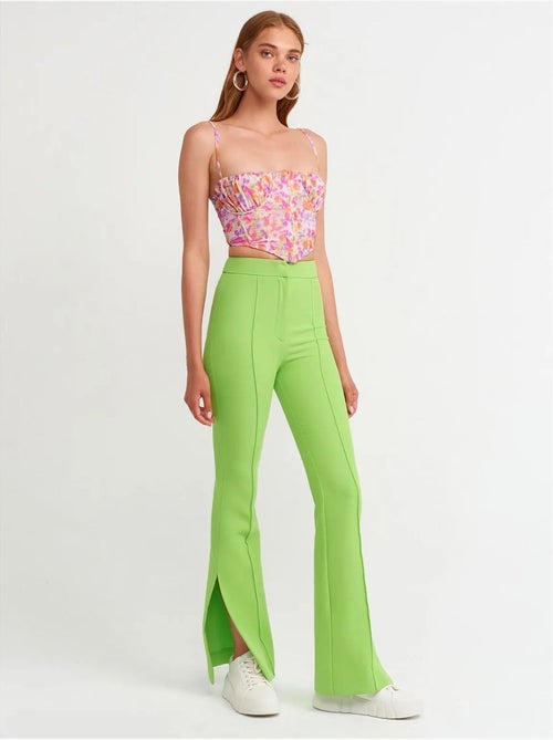 Broek Met Hoge Taille, Wijde Pijp En Split - Kiabi Broek Met Hoge Taille, Wijde Pijp En Split - Kiabi