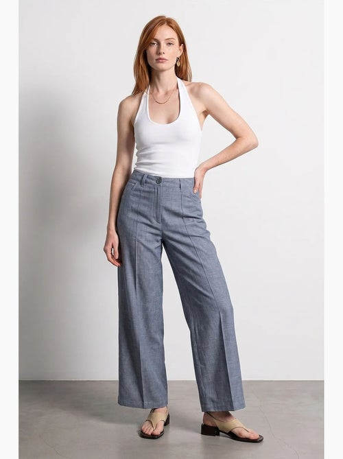 Broek met hoge taille, wijde pijpen en plooien dilvin - Kiabi Broek met hoge taille, wijde pijpen en plooien dilvin - Kiabi