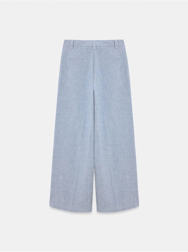 Broek met hoge taille, wijde pijpen en plooien dilvin Grijs - Kiabi