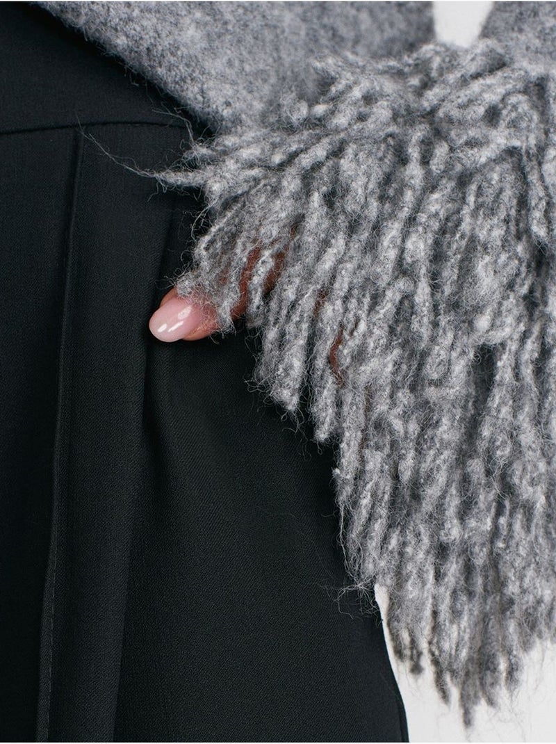 Broek met hoge taille, wijde pijpen en plooien dilvin Zwart - Kiabi