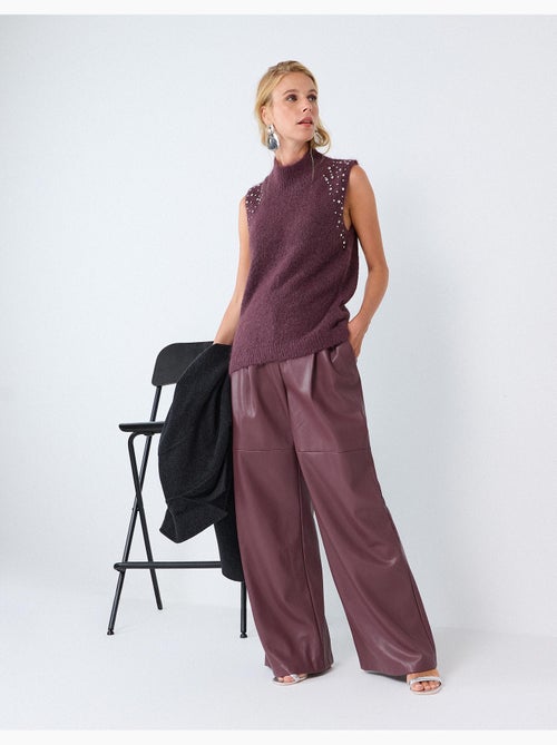 Broek met leerlook, mo fashion - Kiabi