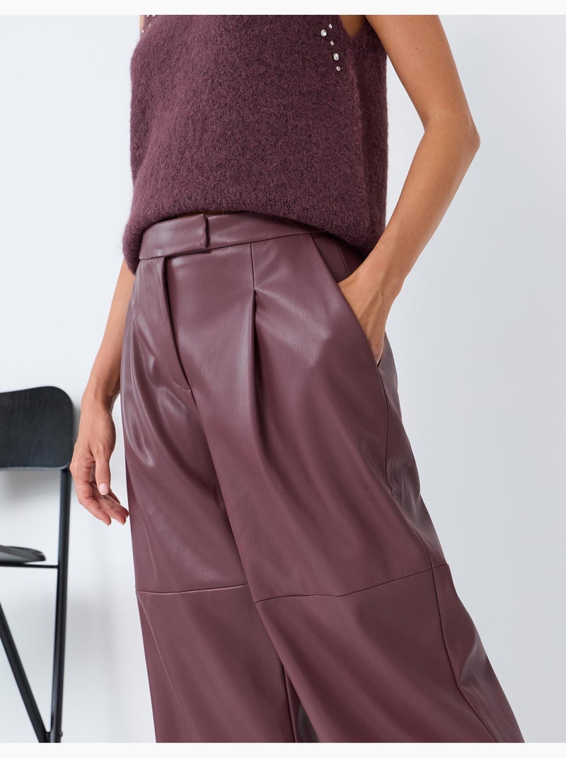 Broek met leerlook, mo fashion Paars - Kiabi