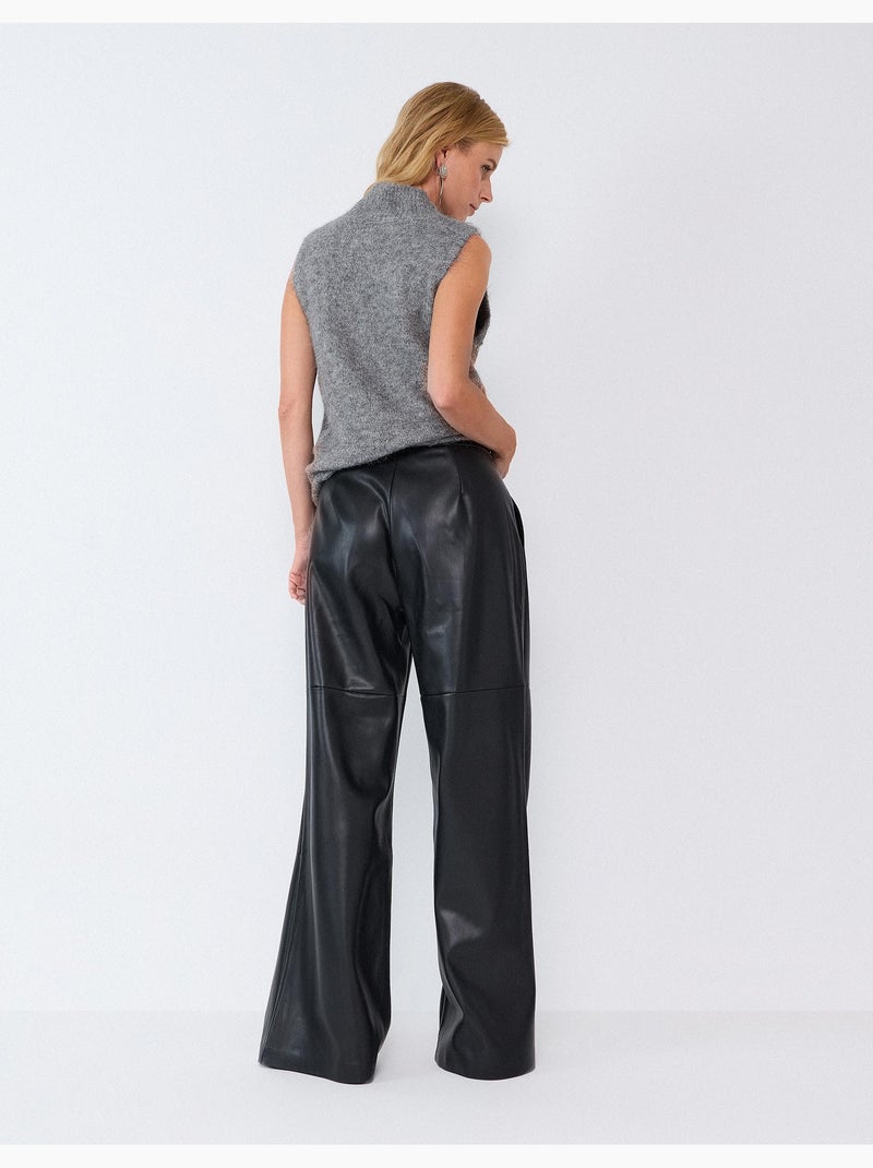 Broek met leerlook, mo fashion Zwart - Kiabi