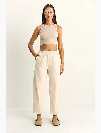 Broek met rechte pijpen, elastische taille en zakken lucci