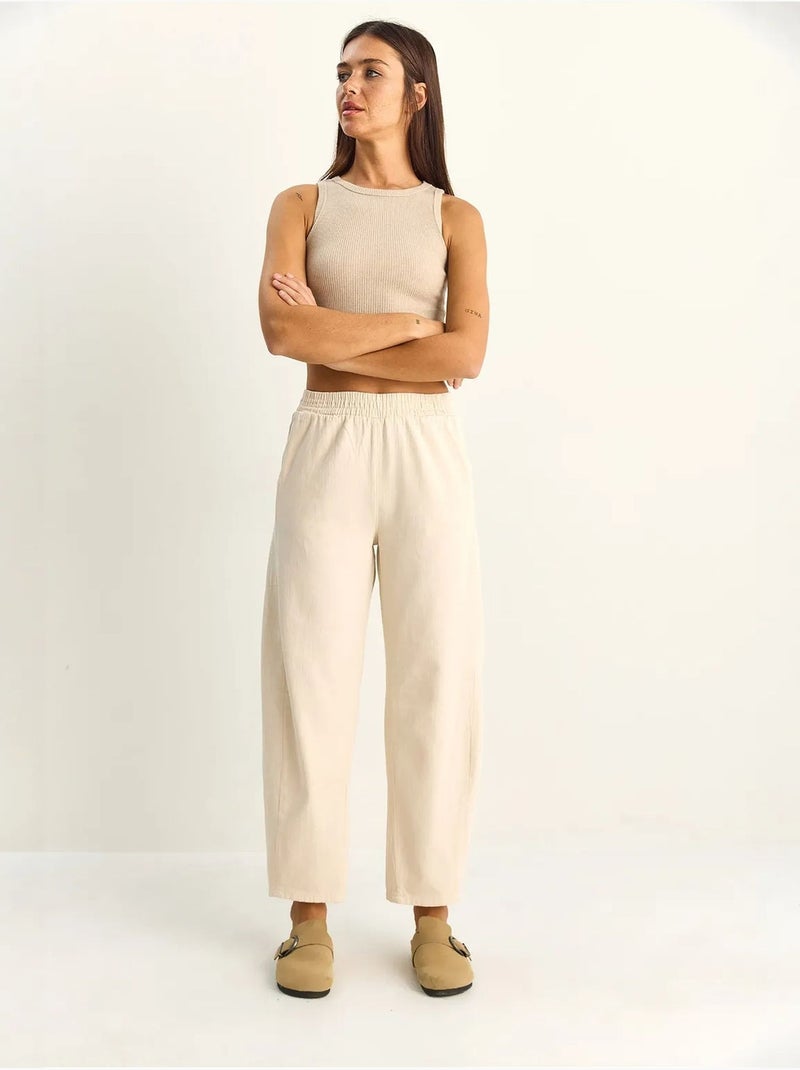 Broek met rechte pijpen, elastische taille en zakken lucci Crème - Kiabi