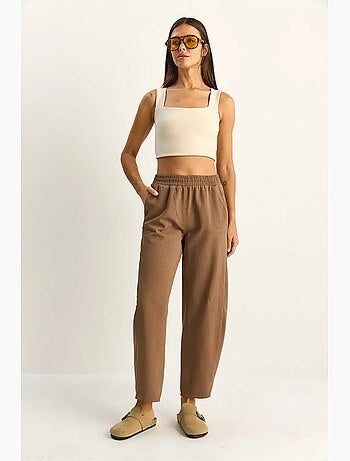 Broek met rechte pijpen, elastische taille en zakken lucci