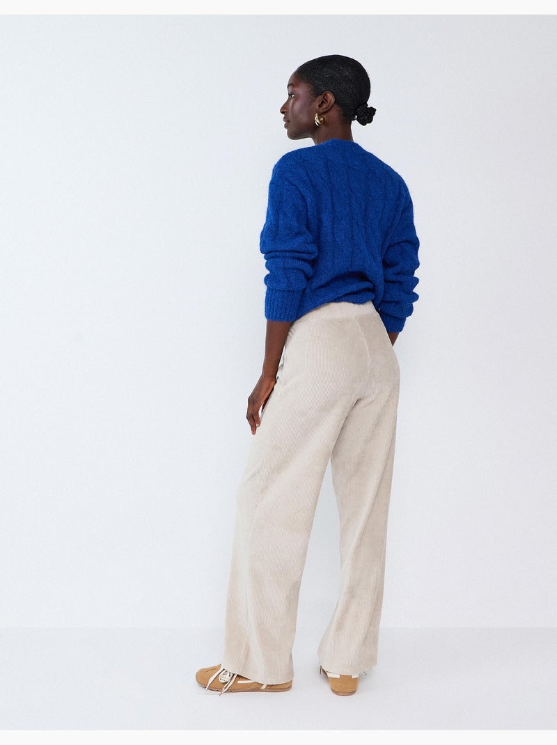 Broek met ribfluweeleffect, mo fashion Beige - Kiabi