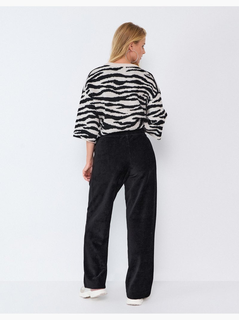 Broek met ribfluweeleffect, mo fashion Zwart - Kiabi
