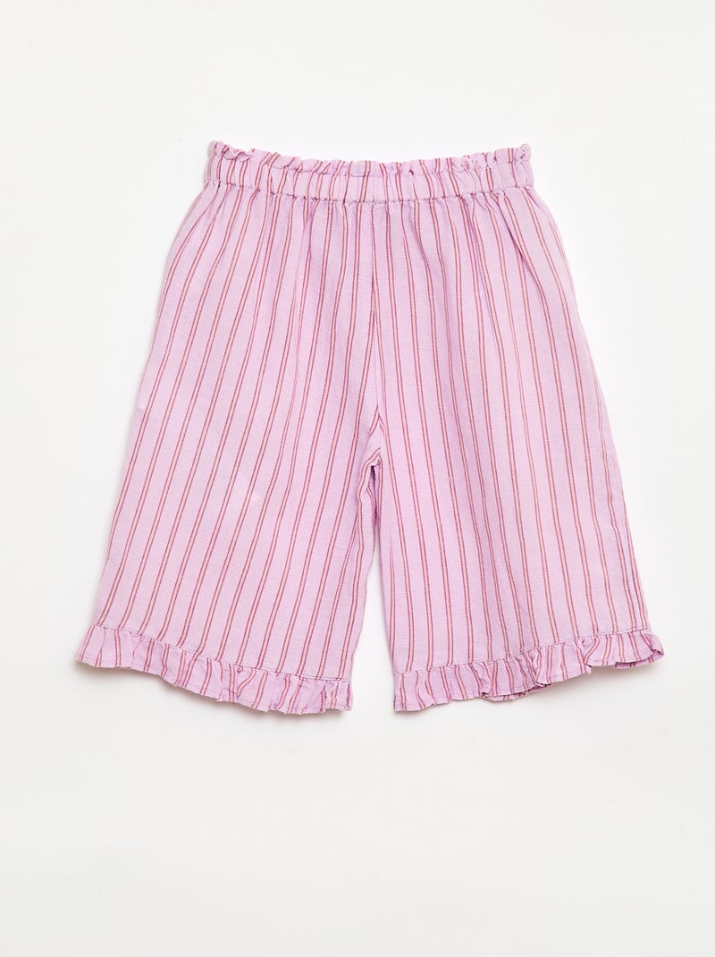 Broek met ruches aan de onderkant van de pijpen Paars - Kiabi
