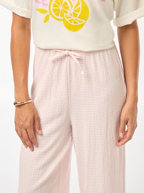 Broek met vichyruitjes van gewafelde stof - Kiabi