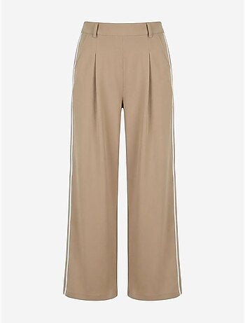 Broek met wijde pijp, plooien en hoge taille my fashion