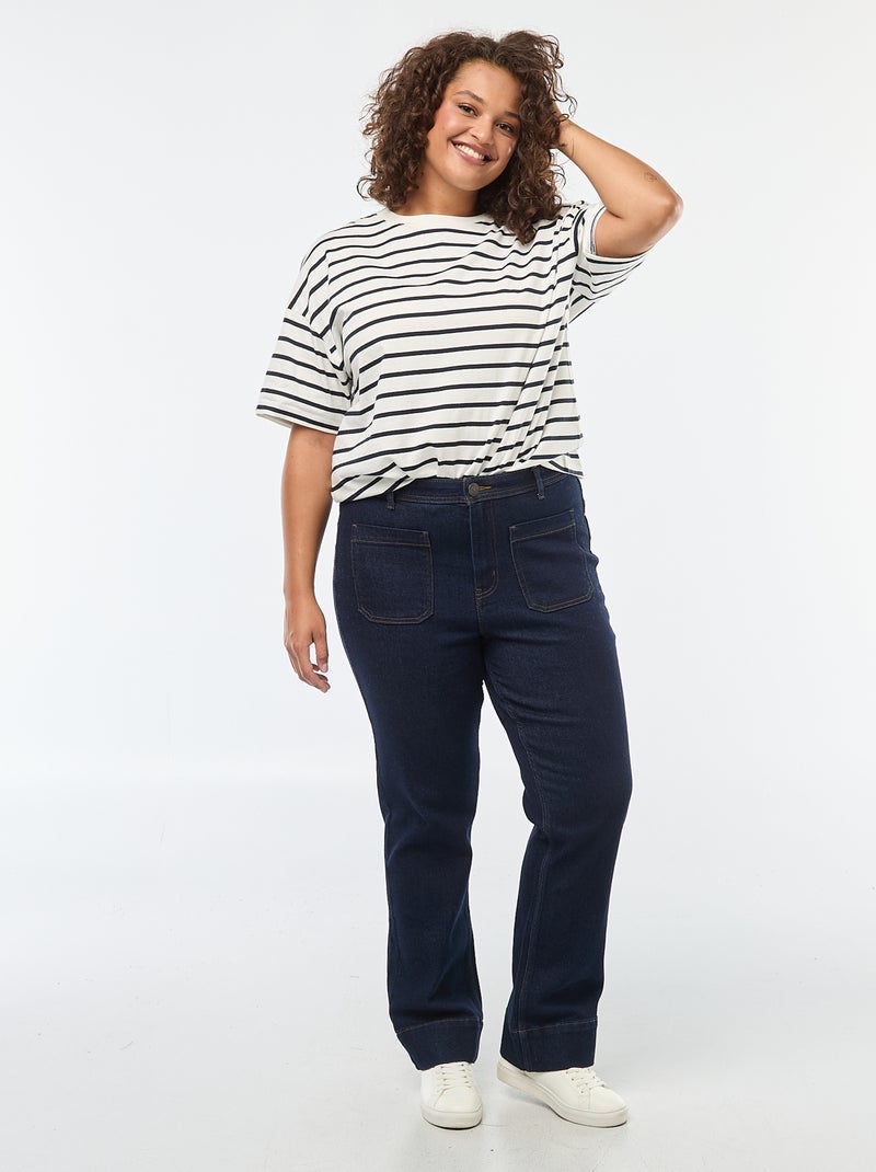 Broek met wijde pijpen Blauw - Kiabi