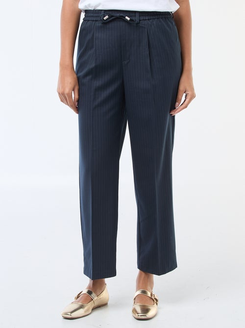 Broek met wijde pijpen, elastische tailleband en strikbandjes - Kiabi