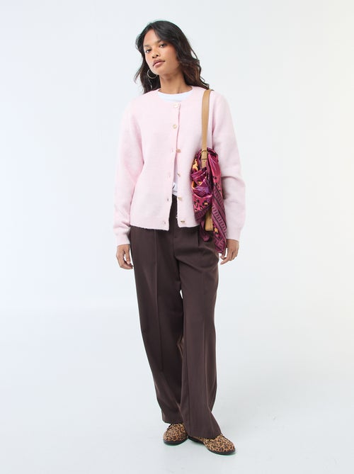 Broek met wijde pijpen, elastische tailleband + strikbandjes - Kiabi