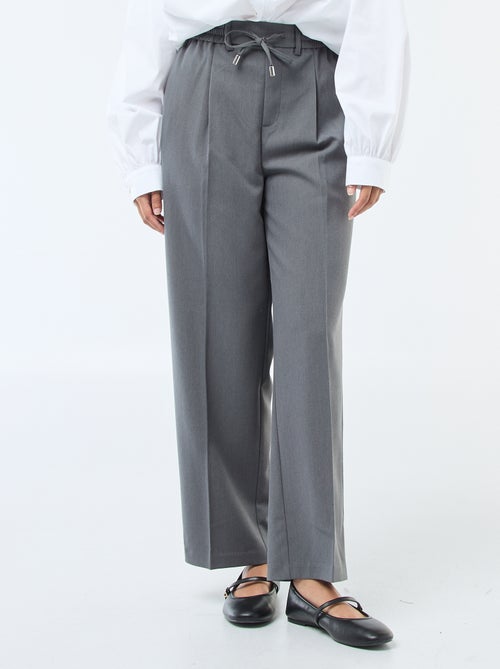 Broek met wijde pijpen, elastische tailleband + strikbandjes - Kiabi