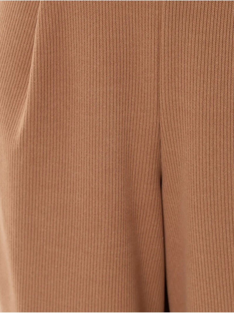 Broek met wijde pijpen en elastische taille Bruin - Kiabi