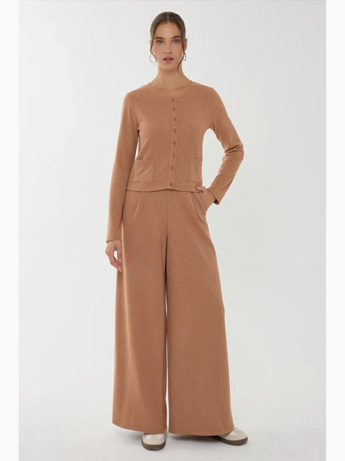 Broek met wijde pijpen en elastische taille hiccup - Kiabi
