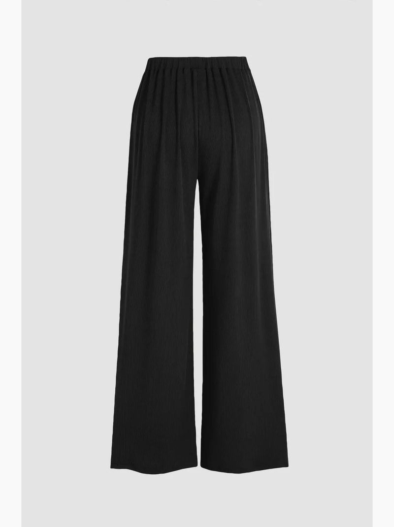 Broek met wijde pijpen en elastische taille hiccup Zwart - Kiabi