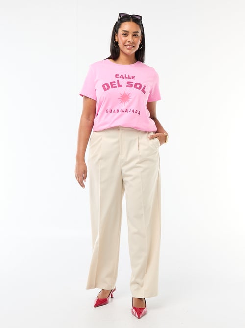 Broek met wijde pijpen en hoge taille - Kiabi