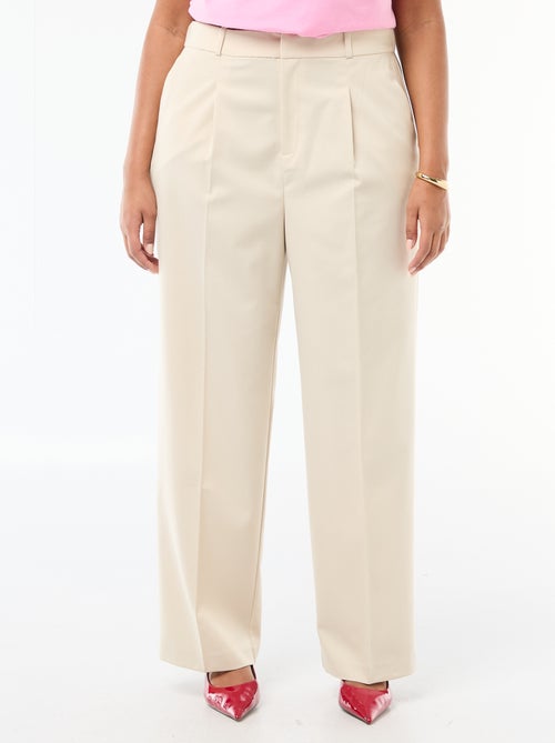 Broek met wijde pijpen en hoge taille - Kiabi