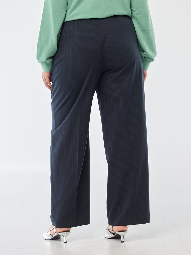 Broek met wijde pijpen en hoge taille Blauw - Kiabi